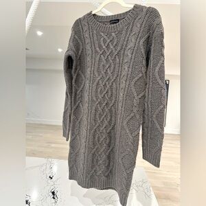 Women’s brown chunky knit sweater mini dress